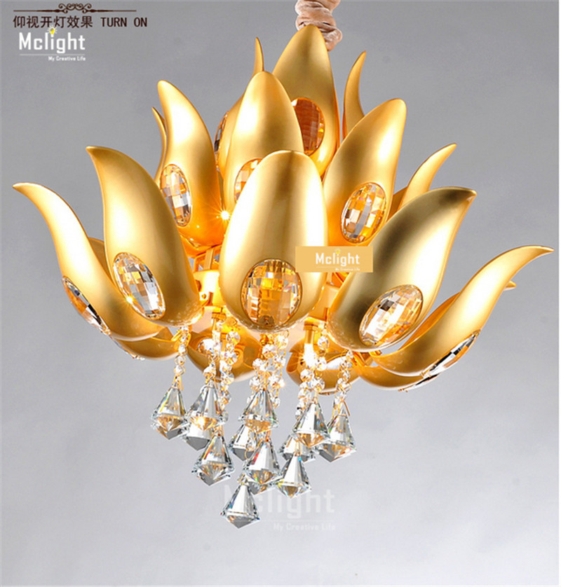 floral design gold crystal chandelier light lamp lighting fixture gold color light for lobby foyer staircase mcp0549