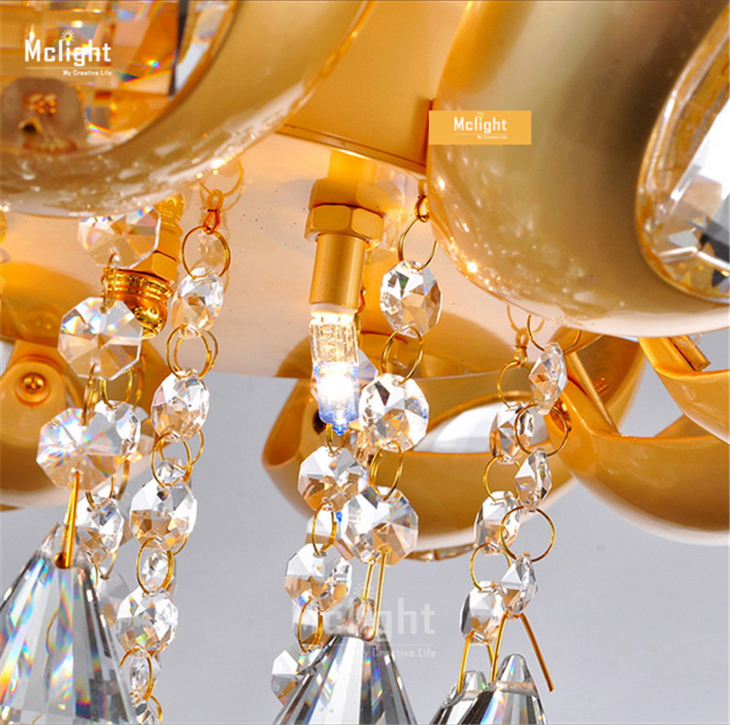 floral design gold crystal chandelier light lamp lighting fixture gold color light for lobby foyer staircase mcp0549