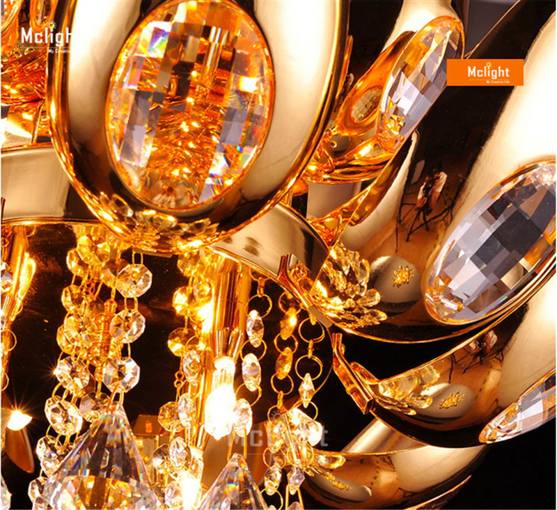 floral design gold crystal chandelier light lamp lighting fixture gold color light for lobby foyer staircase mcp0549