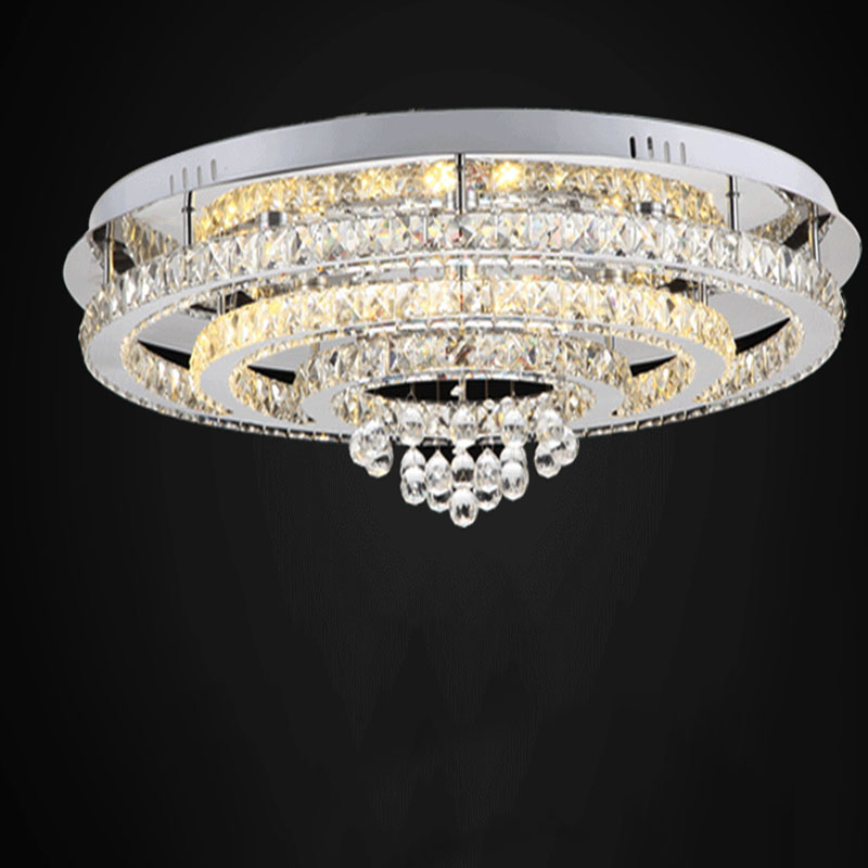 new round k9 crystal led chandelier light living room bedroom modern lighting dia600*h300mm