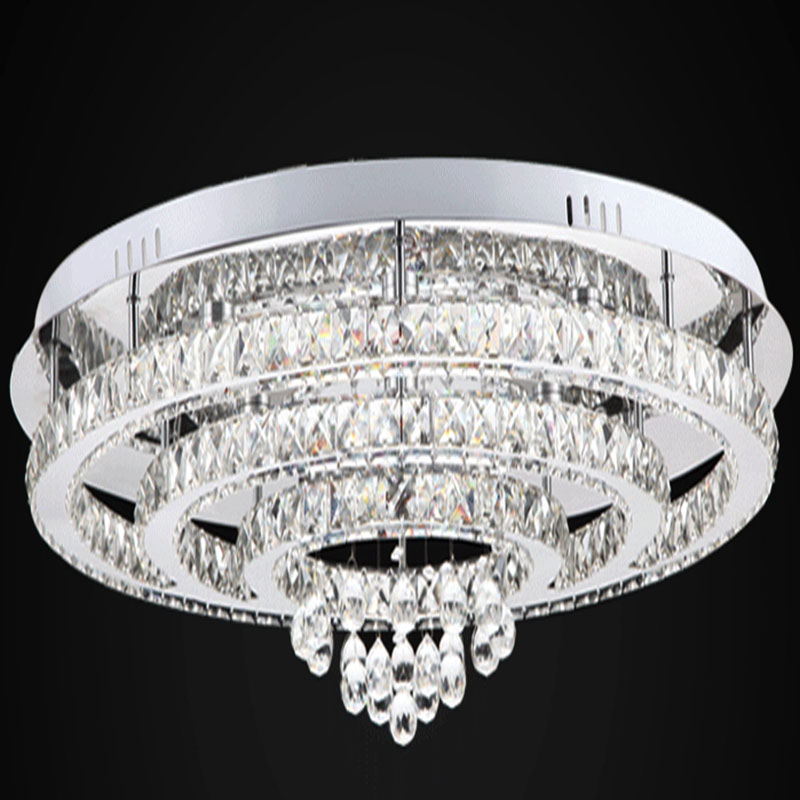 new round k9 crystal led chandelier light living room bedroom modern lighting dia600*h300mm