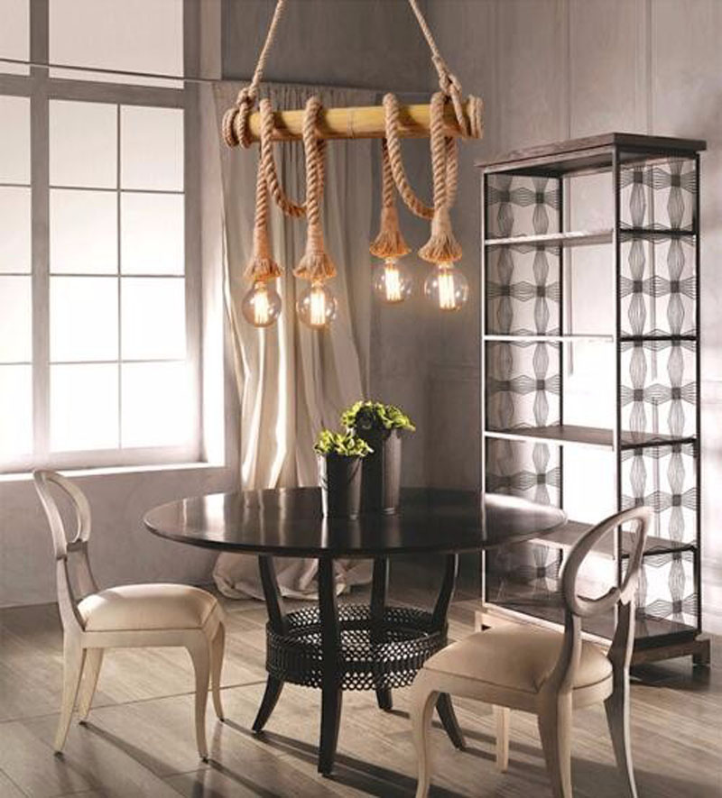 vintage hemp rope pendant lamp retro countryside wicker pendant lights with 4/6 lights for dinning room,living room