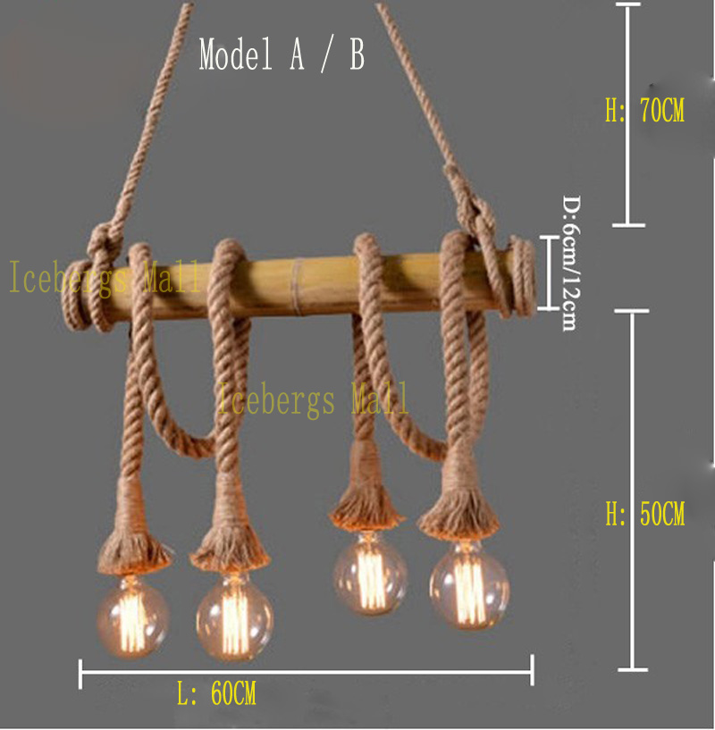 vintage hemp rope pendant lamp retro countryside wicker pendant lights with 4/6 lights for dinning room,living room