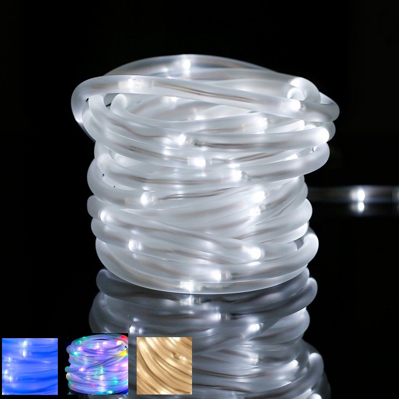 10pcs solar rope lights, 10m 100 led rope light string waterproof tube string strip light christmas party, wedding decoration