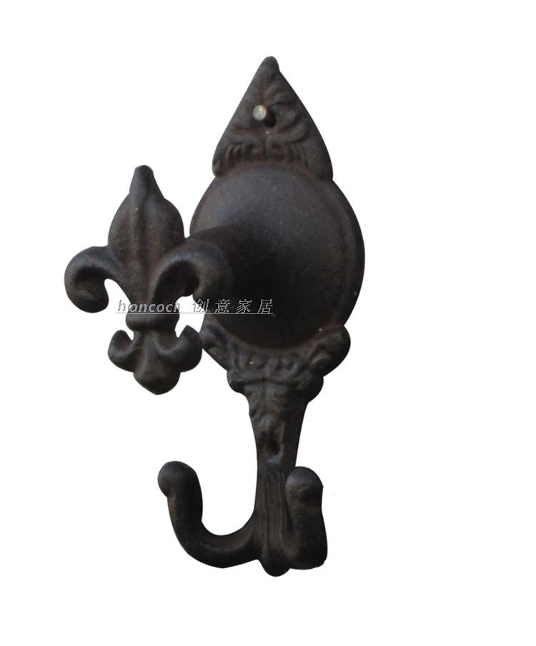 2 pcs fashion vintage rustic antique design cast iron hook, wall hang double hook clothes hanging robe hook coat hooks, m-home