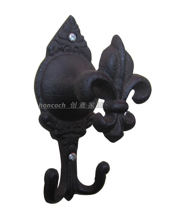 2 pcs fashion vintage rustic antique design cast iron hook, wall hang double hook clothes hanging robe hook coat hooks, m-home