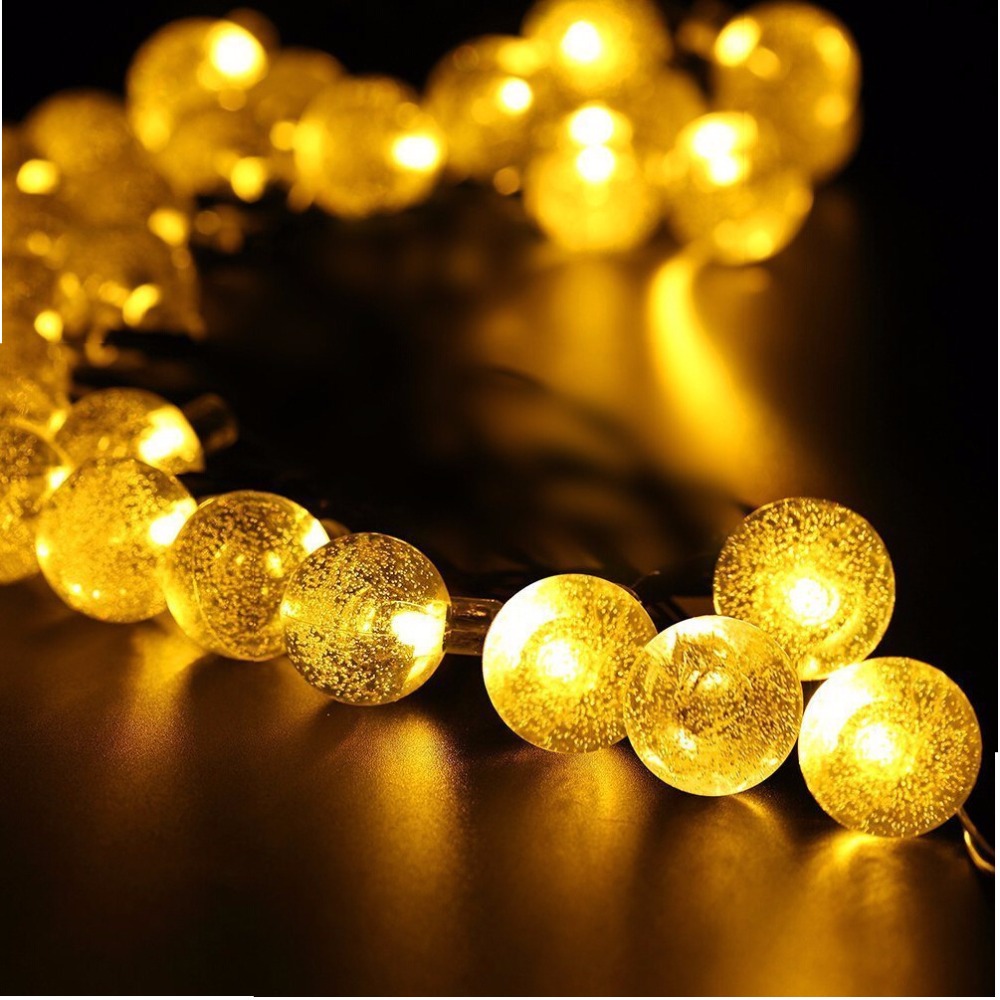 2 sets 6m 30 led solar string lights, solar powered fairy crystal string light for christmas holiday outdoor yard decoration