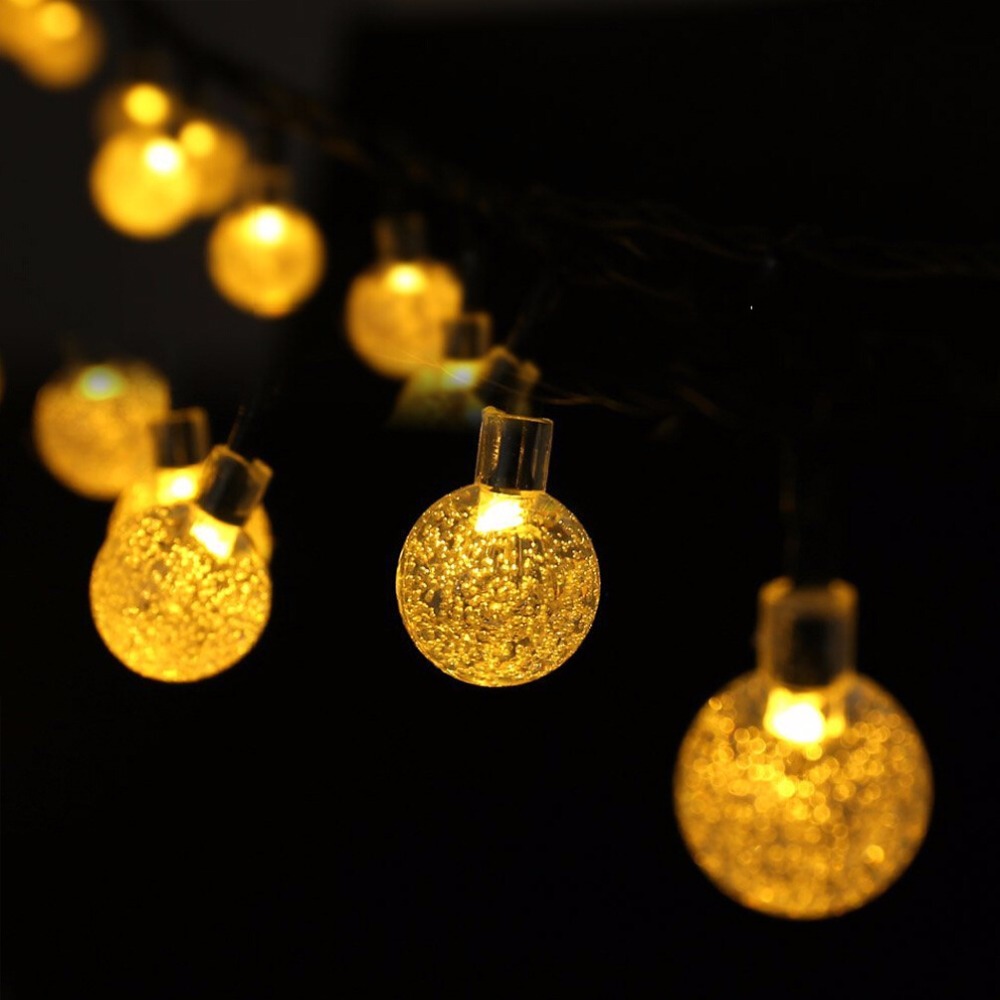 2 sets 6m 30 led solar string lights, solar powered fairy crystal string light for christmas holiday outdoor yard decoration