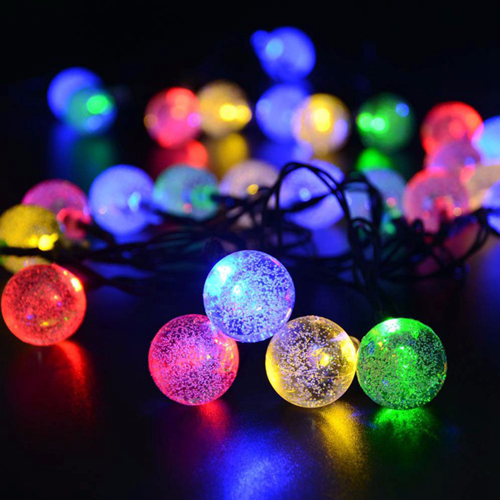 2 sets 6m 30 led solar string lights, solar powered fairy crystal string light for christmas holiday outdoor yard decoration