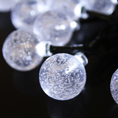 2 sets, 6m 30 leds balls solar energy operated waterdrop icicle fairy crystal string light for christmas holiday decoration