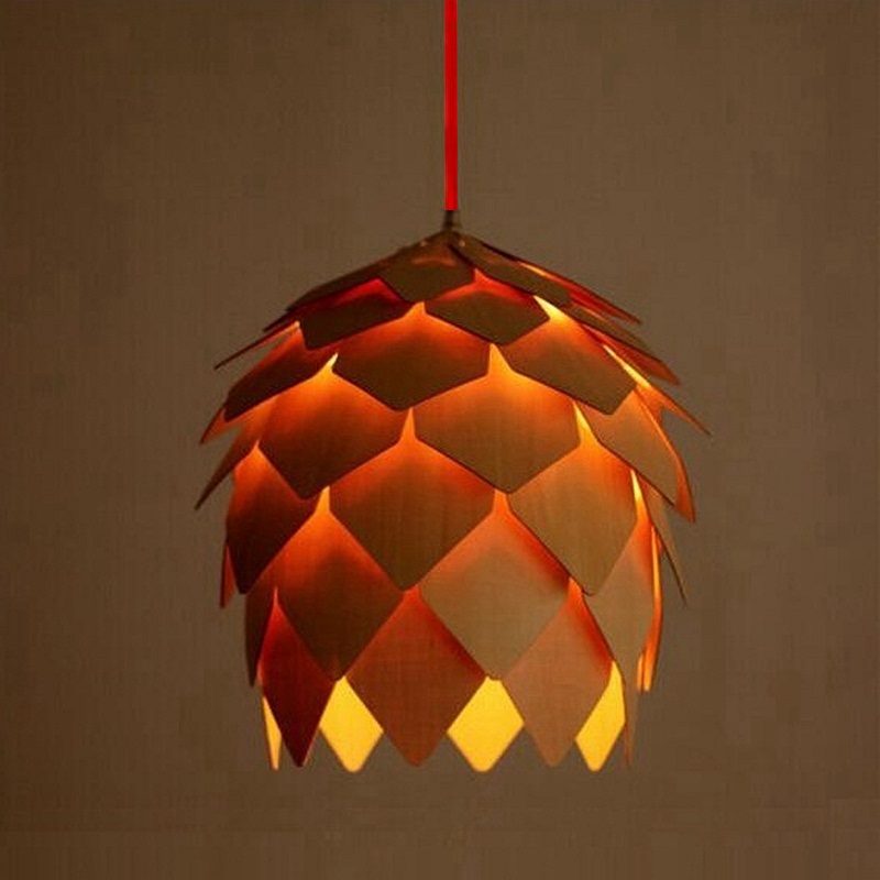 2016 modern wood pendant lights lamp, dinning room restaurant modern lighting, pinecone lamp shape lustres