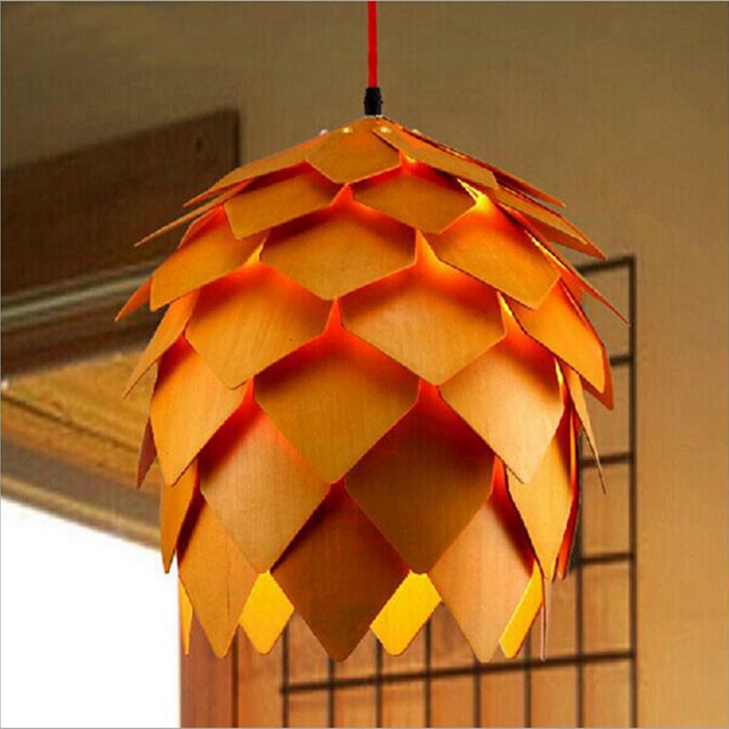 2016 modern wood pendant lights lamp, dinning room restaurant modern lighting, pinecone lamp shape lustres