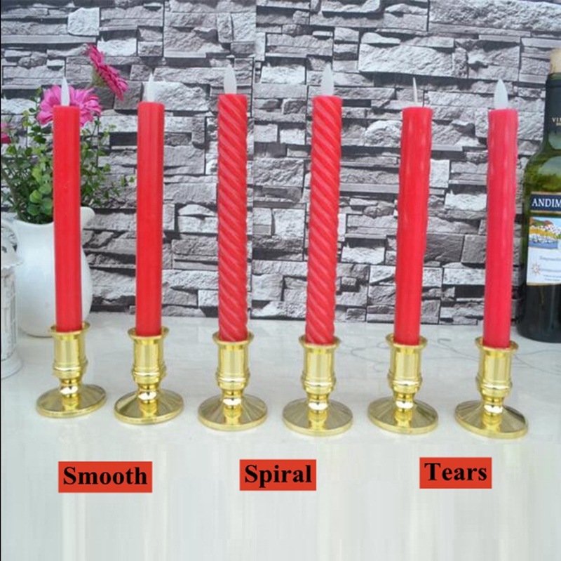 2pcs/lot paraffin wax moving wick flameless led candlestick long taper candle light, for christmas decor, with remote control