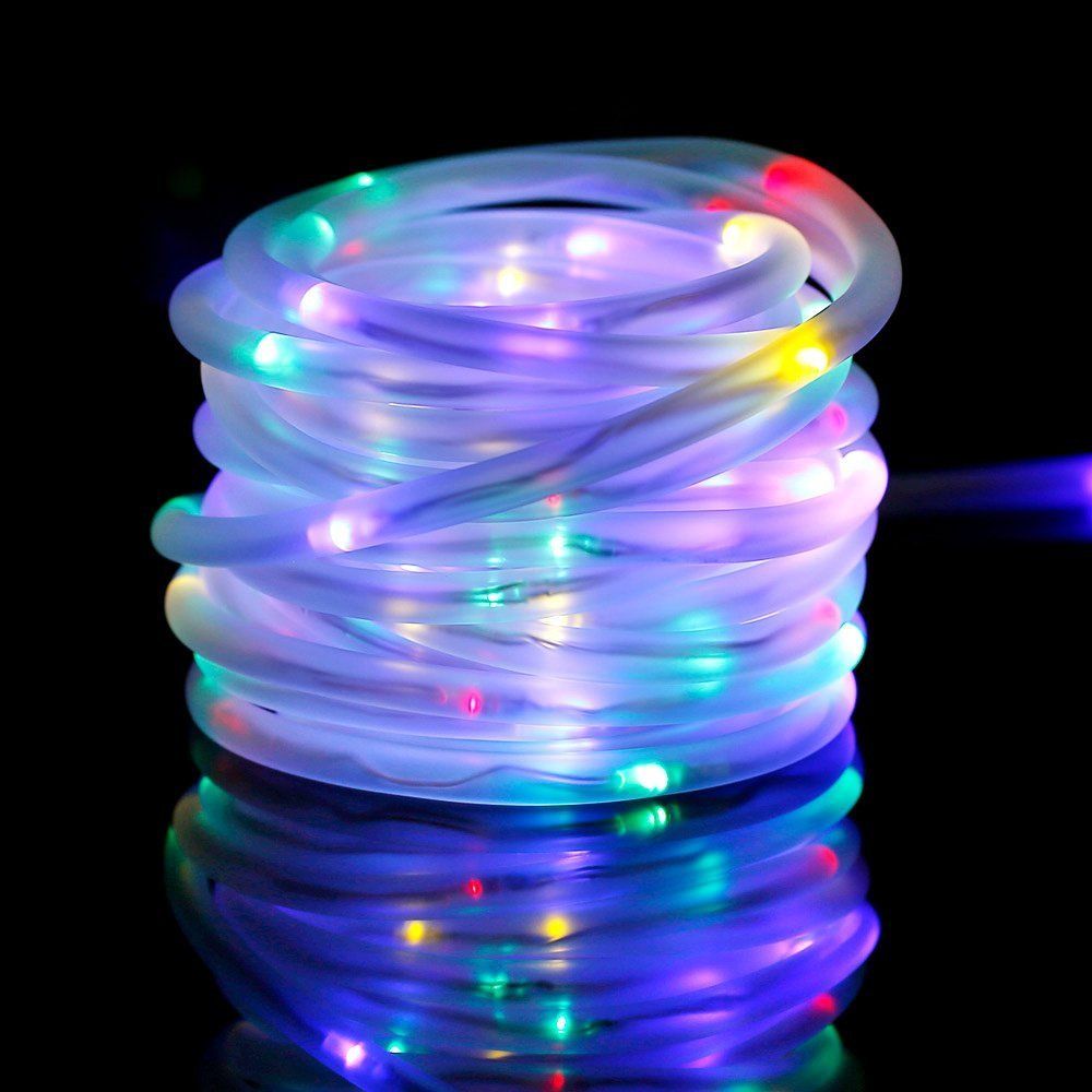 33ft 10m 100 led solar powered rope light string waterproof tube string strip light for christmas party, wedding decoration