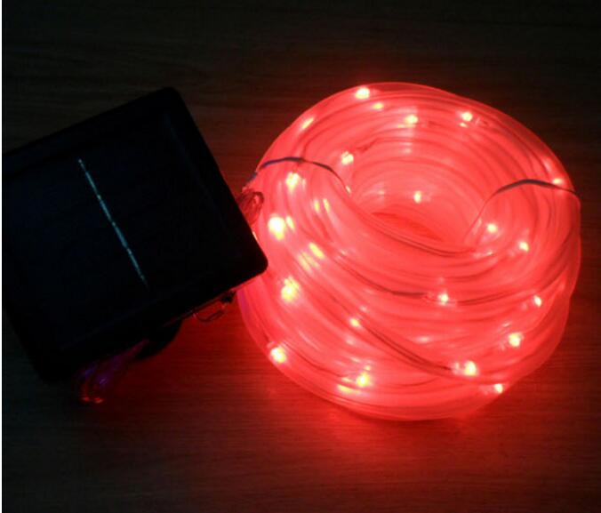 33ft 10m 100 led solar powered rope light string waterproof tube string strip light for christmas party, wedding decoration