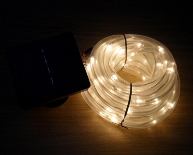 33ft 10m 100 led solar powered rope light string waterproof tube string strip light for christmas party, wedding decoration