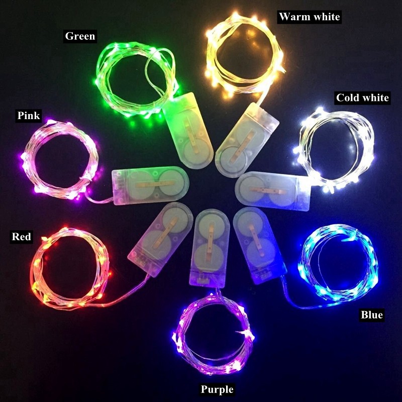 3pcs/lot cr2032 battery operated 2m 20led micro waterproof silver copper wire led fairy string light, wedding christmas decor