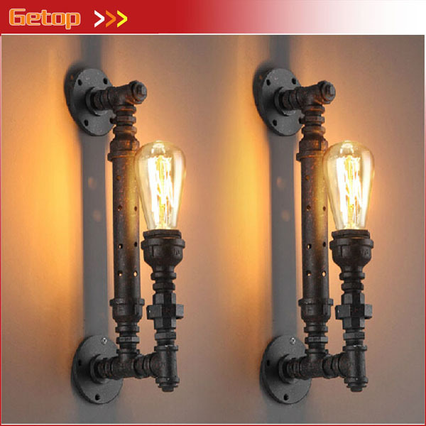 best price 1pcs industrial rustic steampunk metal pipe edison bulb vintage wall lamps balcony with e27 bulb rust wall sconce