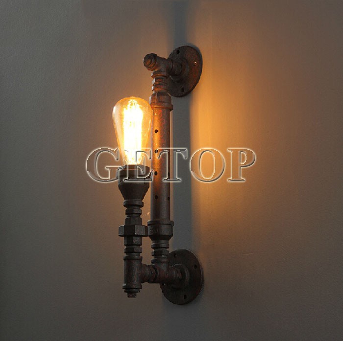 best price 1pcs industrial rustic steampunk metal pipe edison bulb vintage wall lamps balcony with e27 bulb rust wall sconce