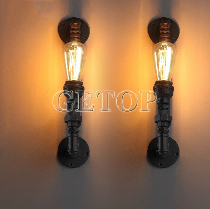 best price 1pcs industrial rustic steampunk metal pipe edison bulb vintage wall lamps balcony with e27 bulb rust wall sconce