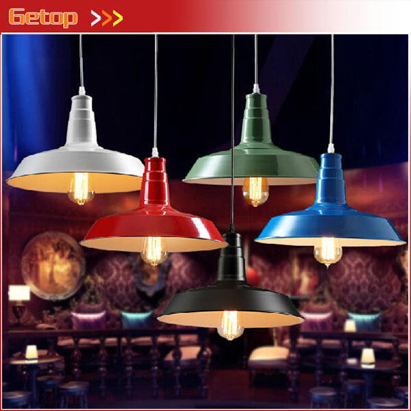 best price 1pcs retro loft lid pendant lamp american country style bar restaurant light iron lighting 5 colors