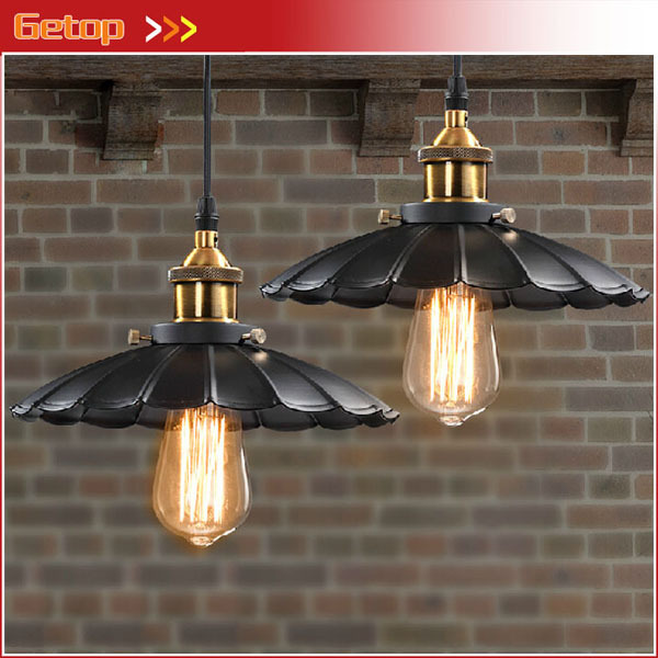 best price 1pcs vintage american industrial light loft retro nostalgia lamp cafe-bar led lamps black umbrella pendant lights