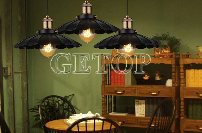 best price 1pcs vintage american industrial light loft retro nostalgia lamp cafe-bar led lamps black umbrella pendant lights