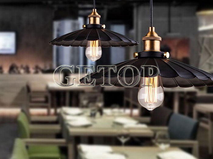 best price 1pcs vintage american industrial light loft retro nostalgia lamp cafe-bar led lamps black umbrella pendant lights