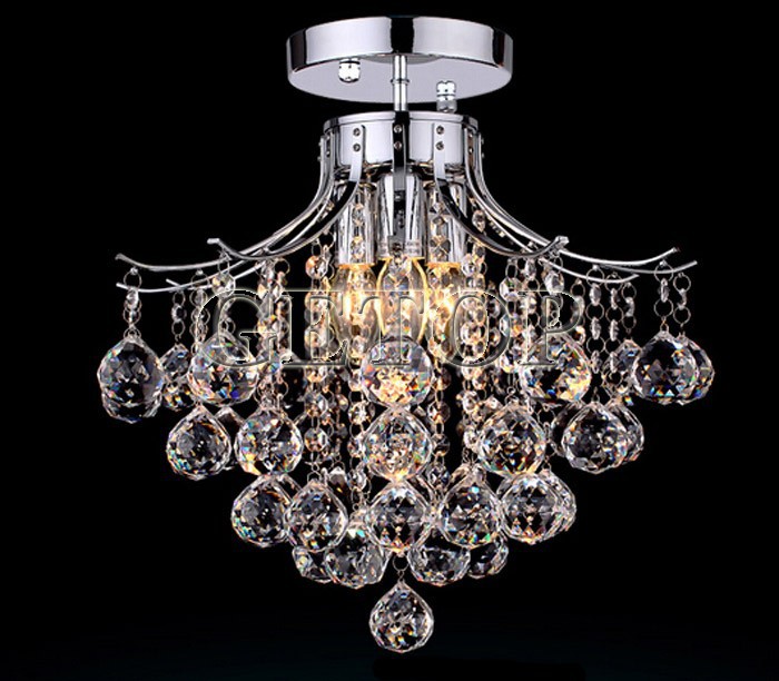 best price crystal chandelier with 3 lights mini style flush mount crystal light fixture for bedroom living room d40 x h34cm