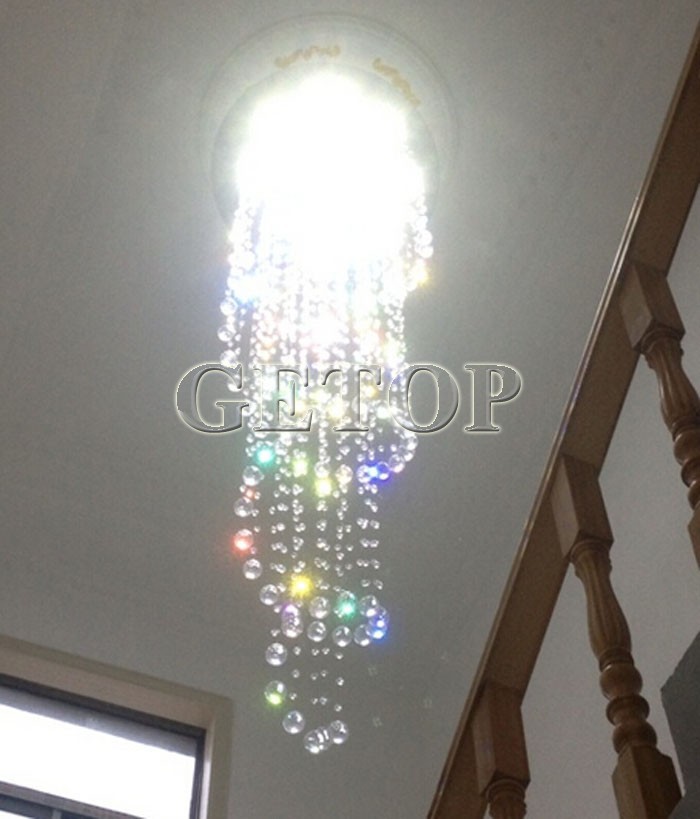 best price duplex stairs k9 crystal chandelier single spiral crystal lamp villa chandelier lustres de cristal lustres lighting