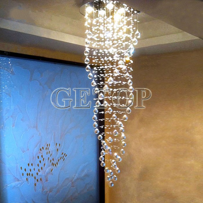 best price k9 crystal chandeliers duplex staircase crystal lights led ceiling lamp triple spiral lustres de cristal pendentes