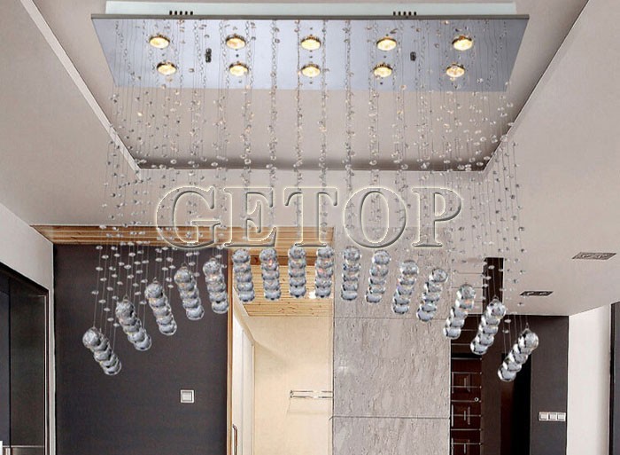 best price l31.5" x w12" x h31.5" arched clear k9 rectangle crystal modern crystal ceiling light led fixture lighting