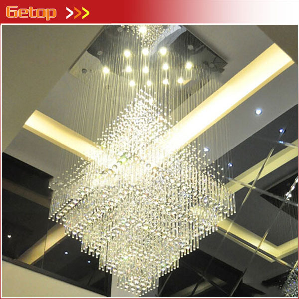 best price luxury villa large led crystal chandeliers penthouse floor hall stairs light k9 crystal lamp el project lights