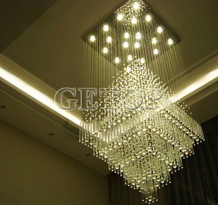 best price luxury villa large led crystal chandeliers penthouse floor hall stairs light k9 crystal lamp el project lights