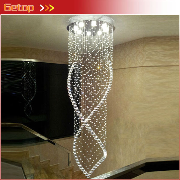 best price modern crystal chandelier light fixture duplex stairs led crystal lamp for ceiling villa hall chandelier droplight