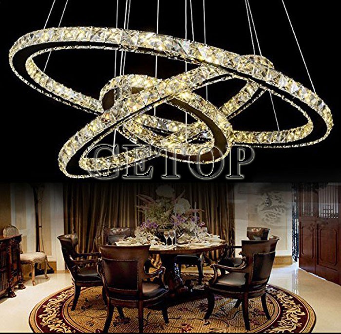 best price modern crystal chandeliers circular k9 crystal ceiling lamp led lighting unique ring design random variation