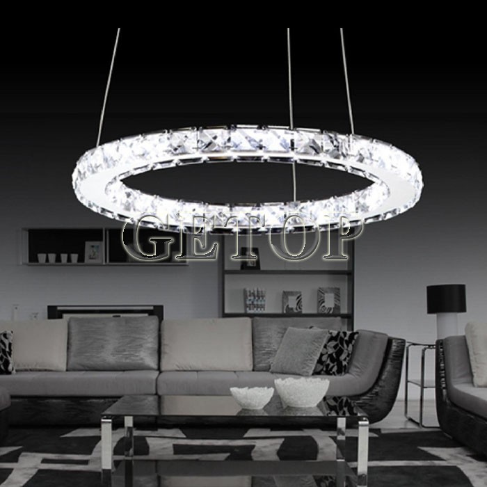 best price modern crystal chandeliers circular k9 crystal ceiling lamp led lighting unique ring design random variation