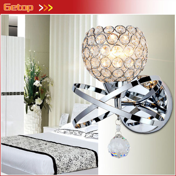 best price modern crystal wall lamp bedside lamp bedroom stair lamp crystal wall lights e14 led gold/silver color