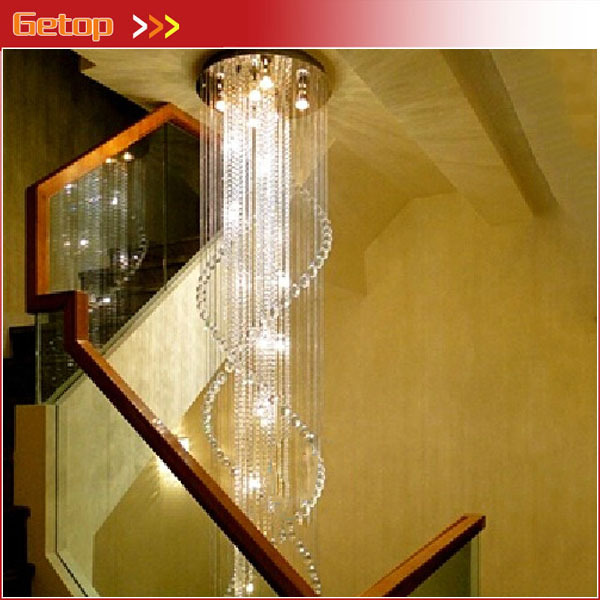 best price modern deluxe villa staircase el lobby double staircase k9 crystal chandelier led lustres crystal lamp lighting