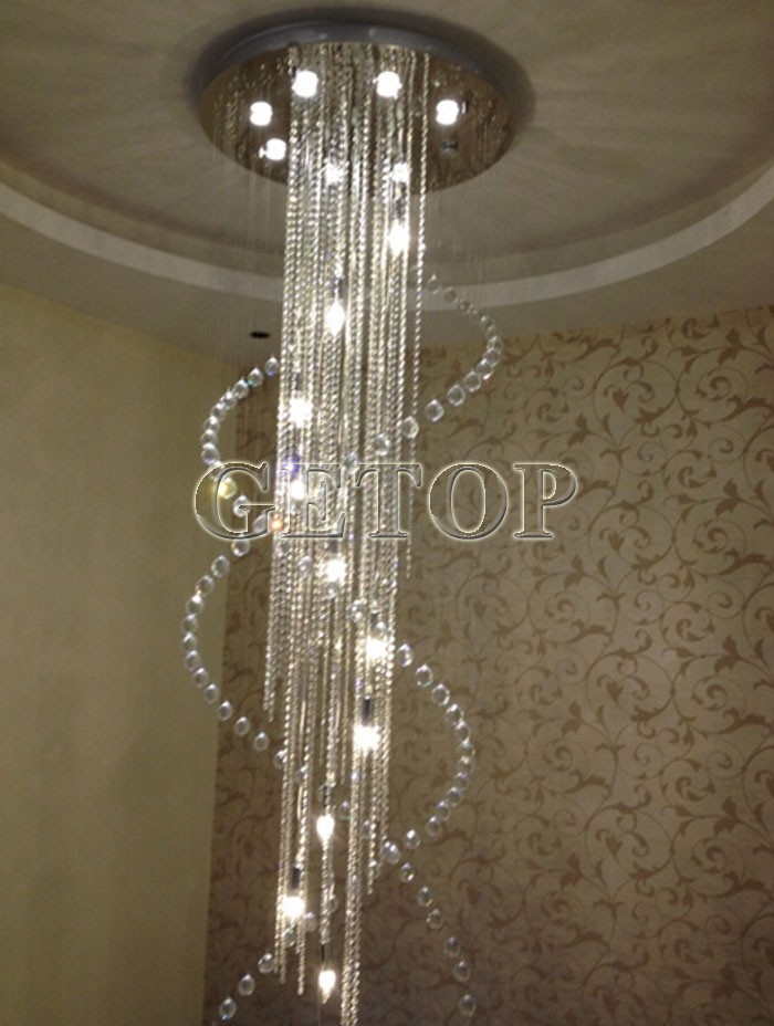 best price modern deluxe villa staircase el lobby double staircase k9 crystal chandelier led lustres crystal lamp lighting