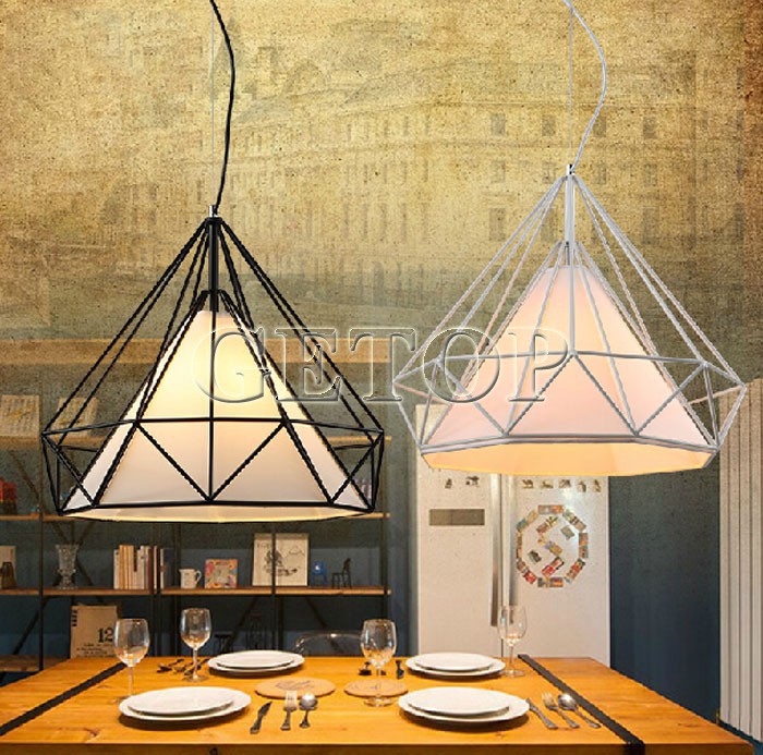 best price modern diamond chandeliers wrought iron birdcage vintage chandelier creative pyramid single head lights art