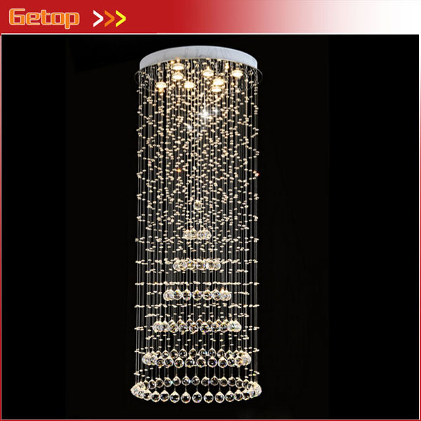 best price modern duplex villa living room k9 crystal chandelier stair lamp luxury long droplight engineering lamps el club