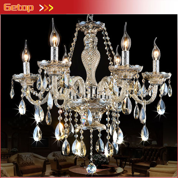 best price modern k9 crystal chandeliers for living room bedroom e14 led lamp 6 arms chandelier hall crystal lighting