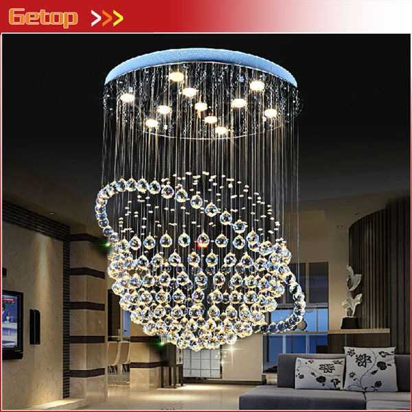 best price modern led k9 crystal chandeliers duplex villa staircase chandelier tellurion hanging wire hall llights project lamp