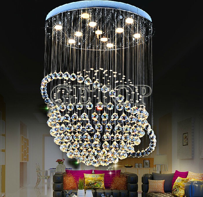 best price modern led k9 crystal chandeliers duplex villa staircase chandelier tellurion hanging wire hall llights project lamp