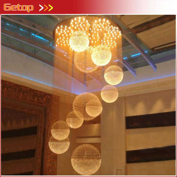 best price modern luxury villa duplex staircase hall crystal chandelier el restaurant hall big ball engineering light