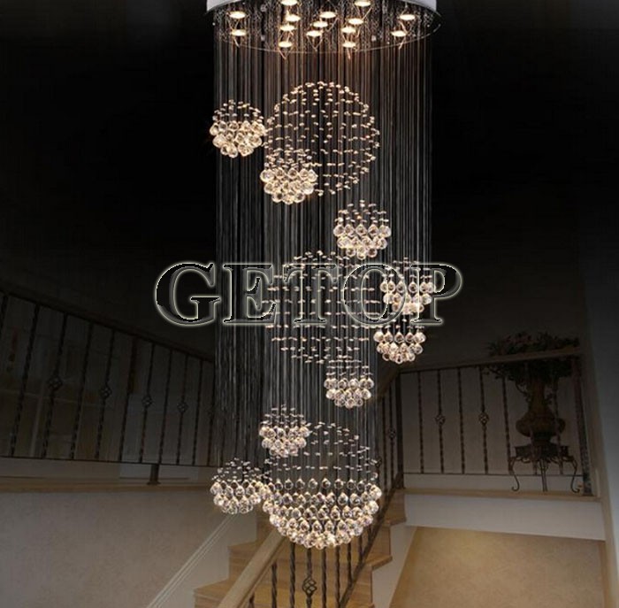 best price modern luxury villa duplex staircase hall crystal chandelier el restaurant hall big ball engineering light