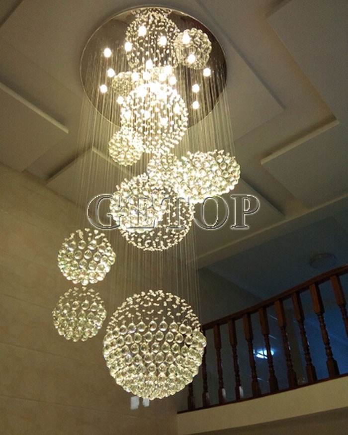 best price modern luxury villa duplex staircase hall crystal chandelier el restaurant hall big ball engineering light