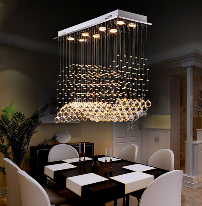 best price modern restaurant rectangular chandeliers k9 crystal lamp led wave crystal light bar restaurant living room lights