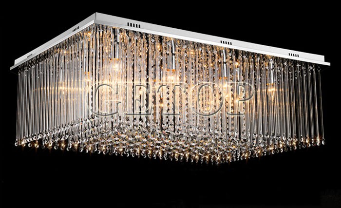 best price new arrival modern rectangular crystal chandeliers k9 crystal led ceiling lamp living room lighting fixtures